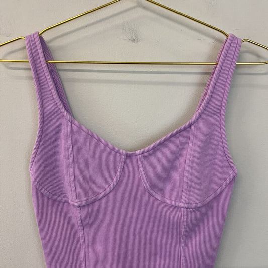 Aerie Purple Ribbed Cropped Corset Tank Small