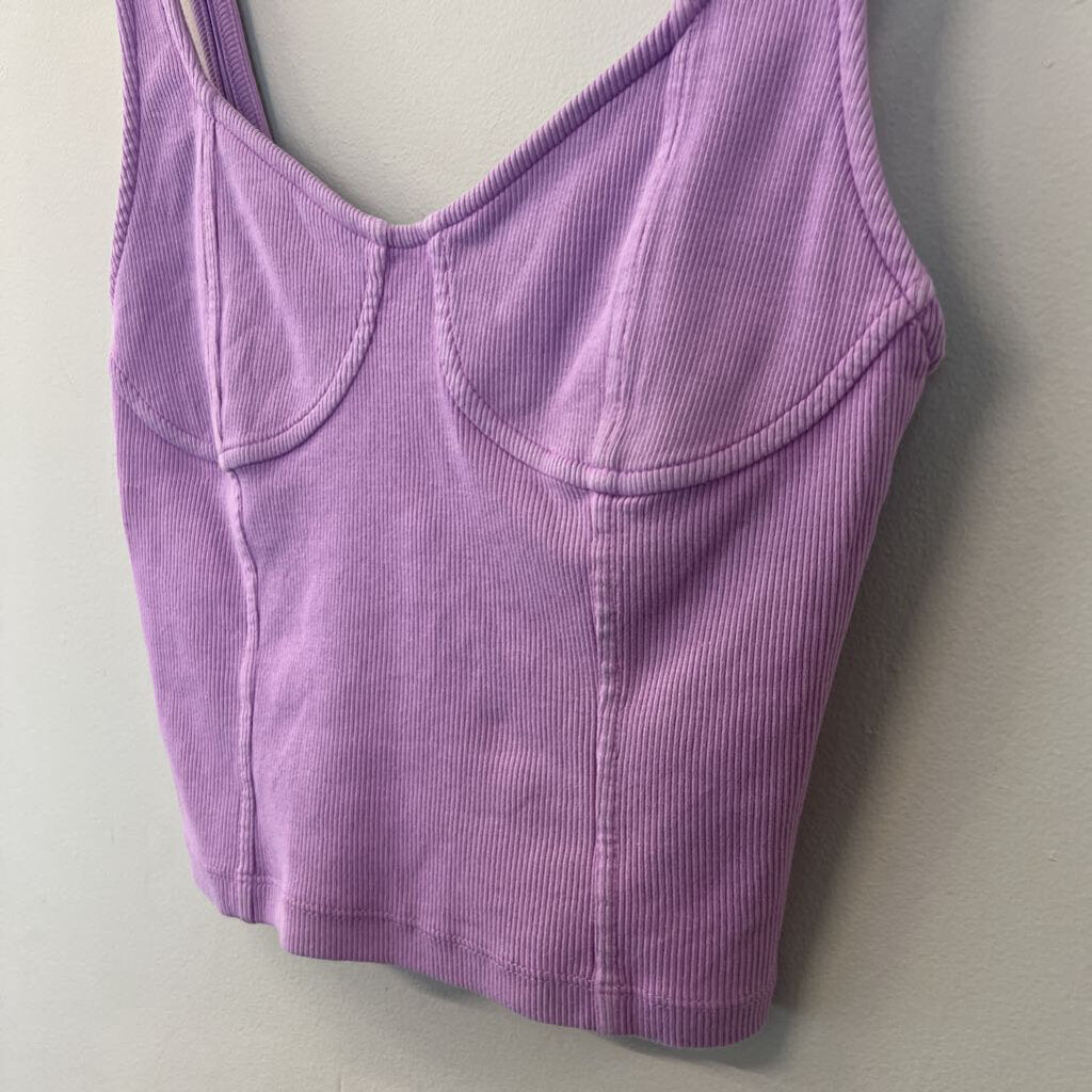 Aerie Purple Ribbed Cropped Corset Tank Small