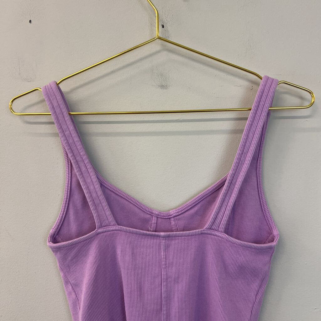 Aerie Purple Ribbed Cropped Corset Tank Small