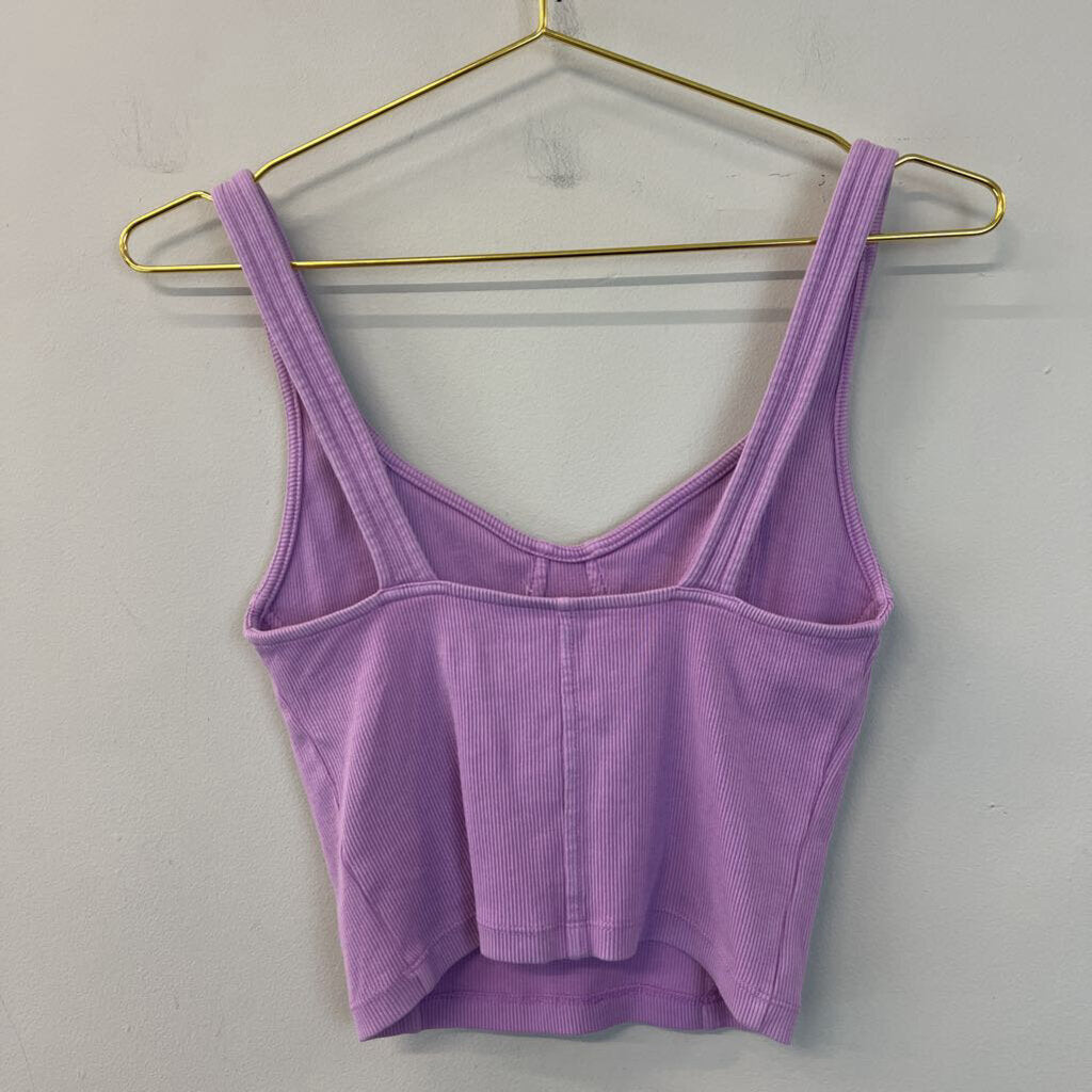 Aerie Purple Ribbed Cropped Corset Tank Small