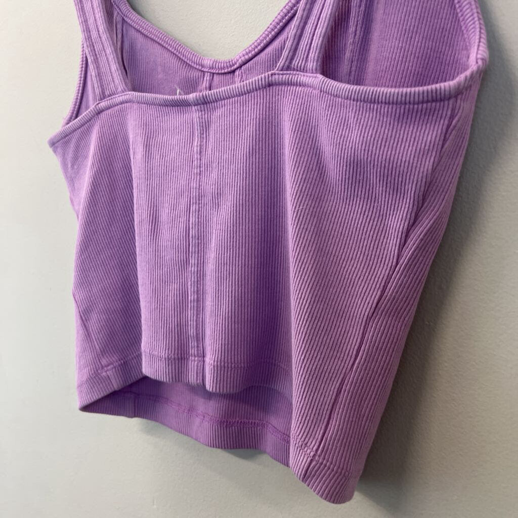 Aerie Purple Ribbed Cropped Corset Tank Small