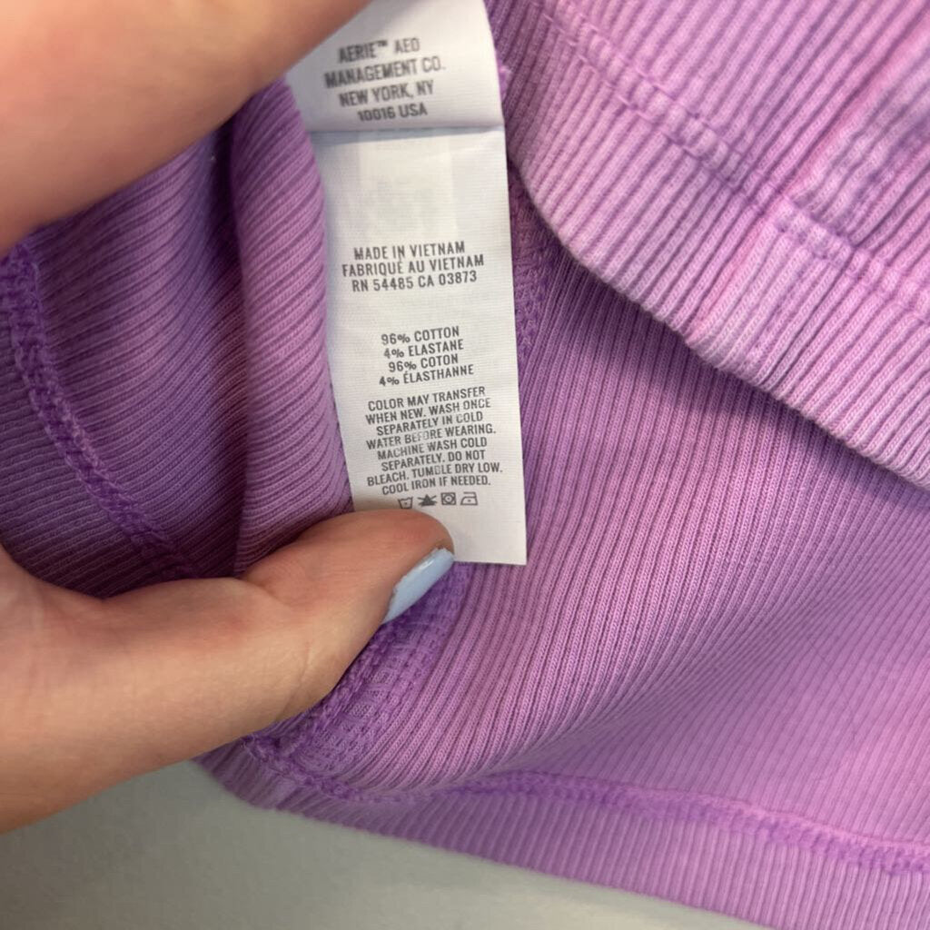 Aerie Purple Ribbed Cropped Corset Tank Small