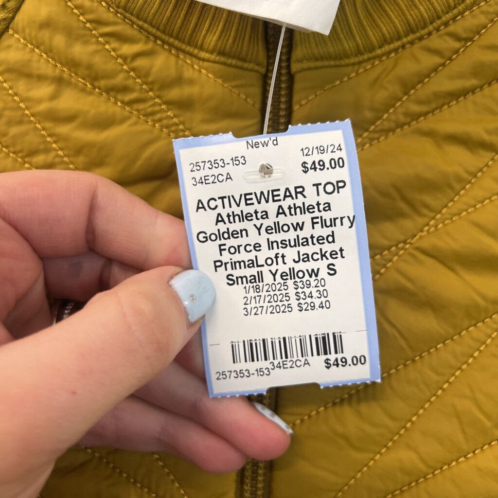 Athleta Golden Yellow Flurry Force Insulated PrimaLoft Jacket Small