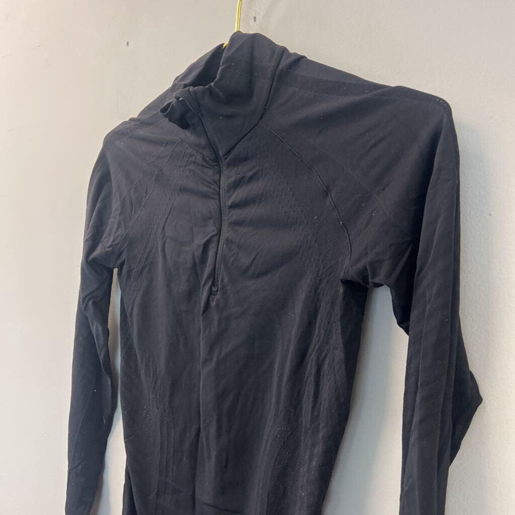 Athleta Black Half Zip Long Sleeve Pullover Extra Small