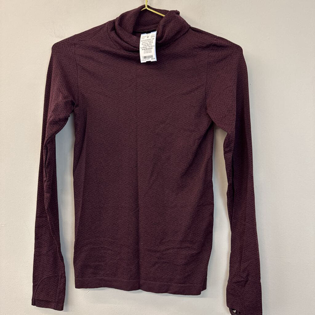 Athleta Burgundy/ Black Long Sleeve Turtleneck Top Extra Small