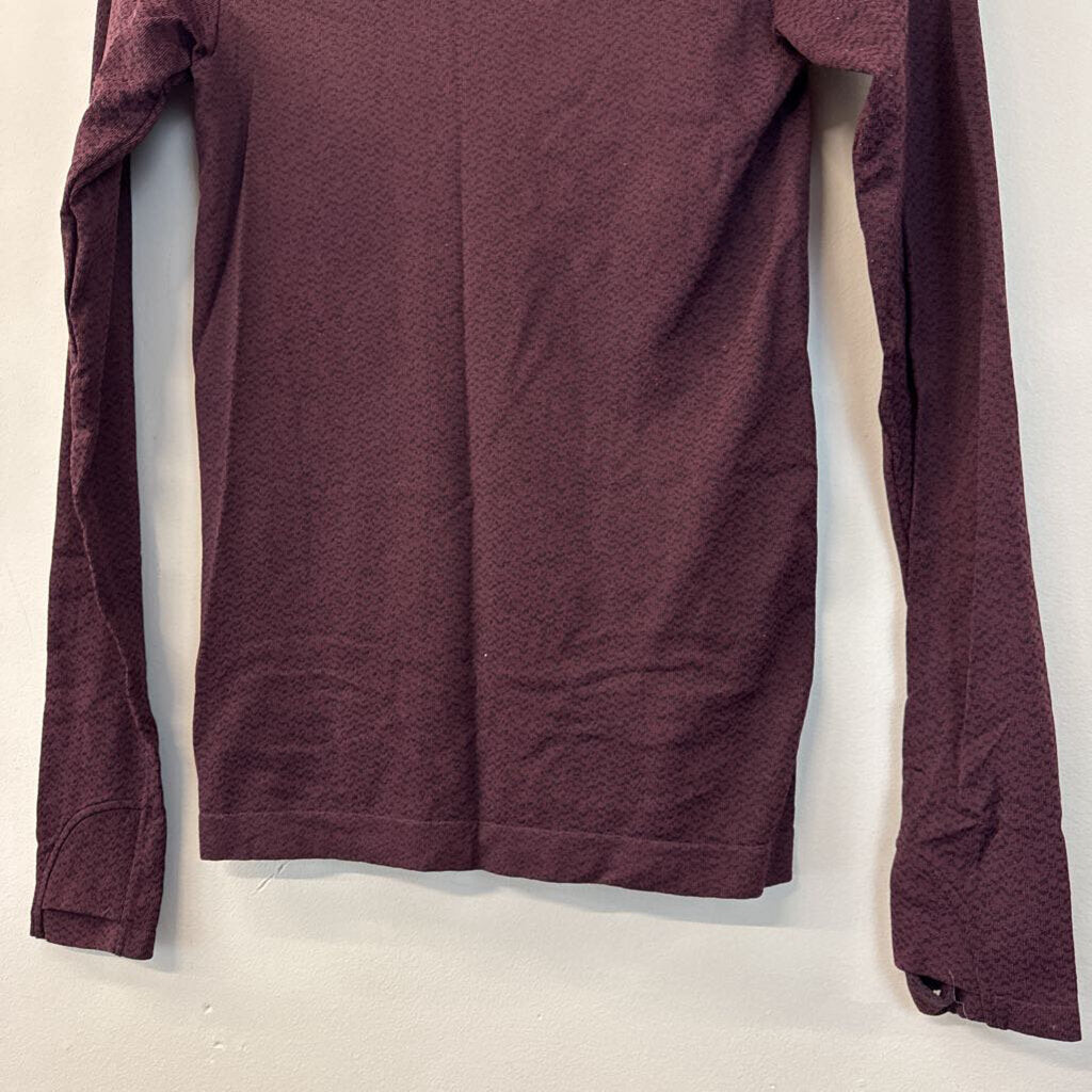 Athleta Burgundy/ Black Long Sleeve Turtleneck Top Extra Small