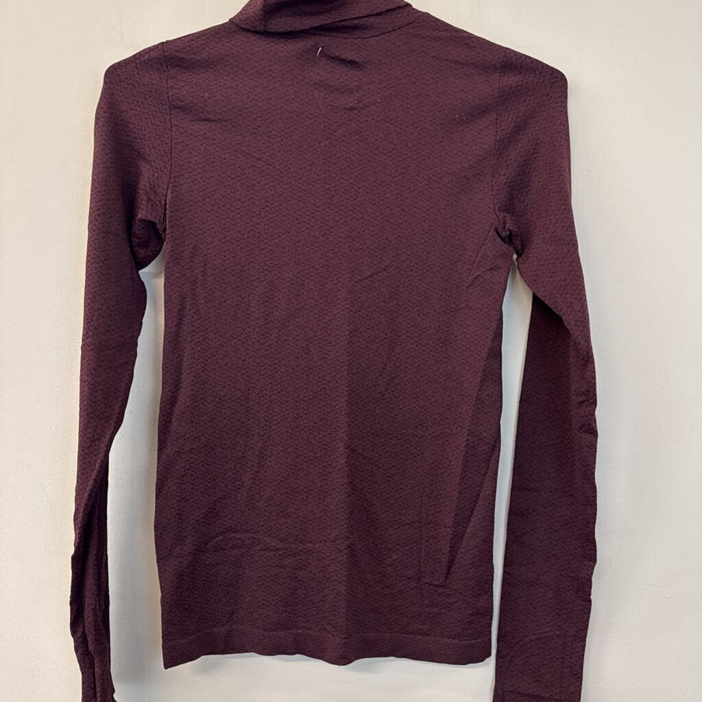 Athleta Burgundy/ Black Long Sleeve Turtleneck Top Extra Small