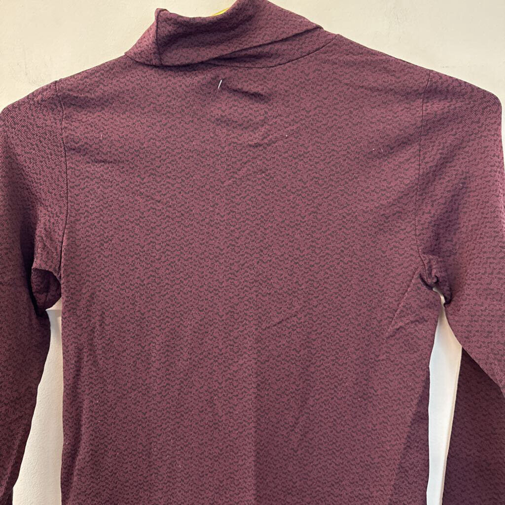 Athleta Burgundy/ Black Long Sleeve Turtleneck Top Extra Small