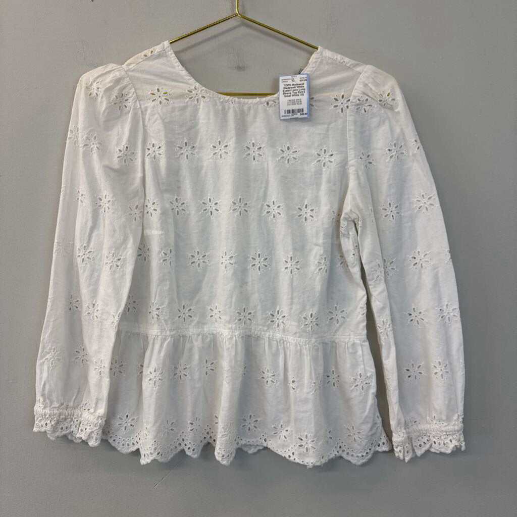 Madewell White Eyelet Lace Long Sleeve Top Extra Small