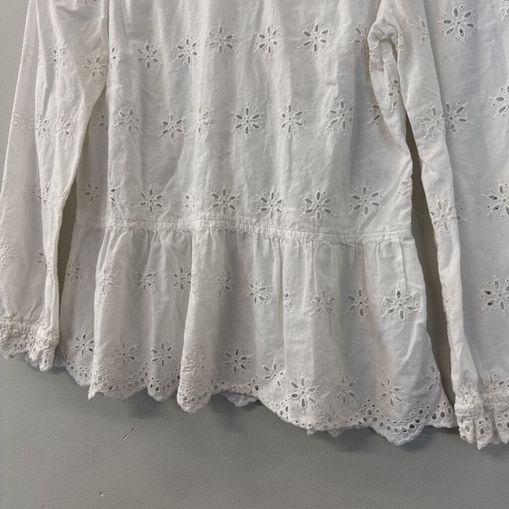 Madewell White Eyelet Lace Long Sleeve Top Extra Small