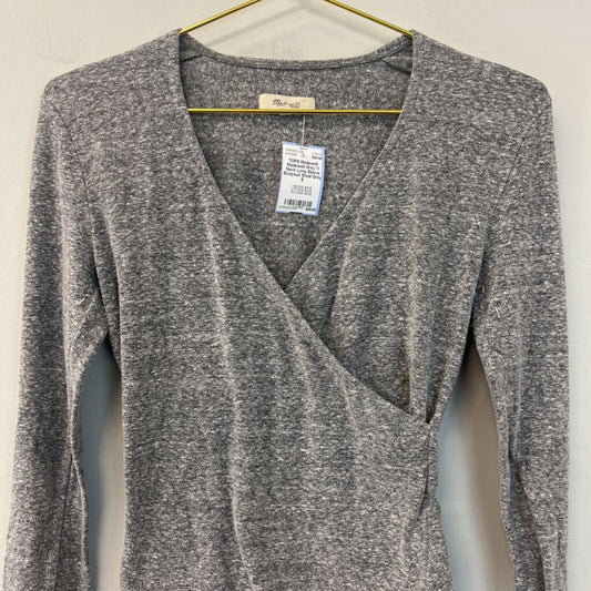 Madewell Grey V Neck Long Sleeve Bodysuit Small