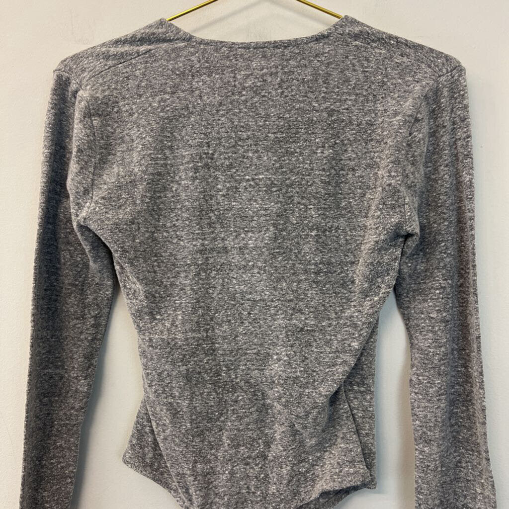 Madewell Grey V Neck Long Sleeve Bodysuit Small