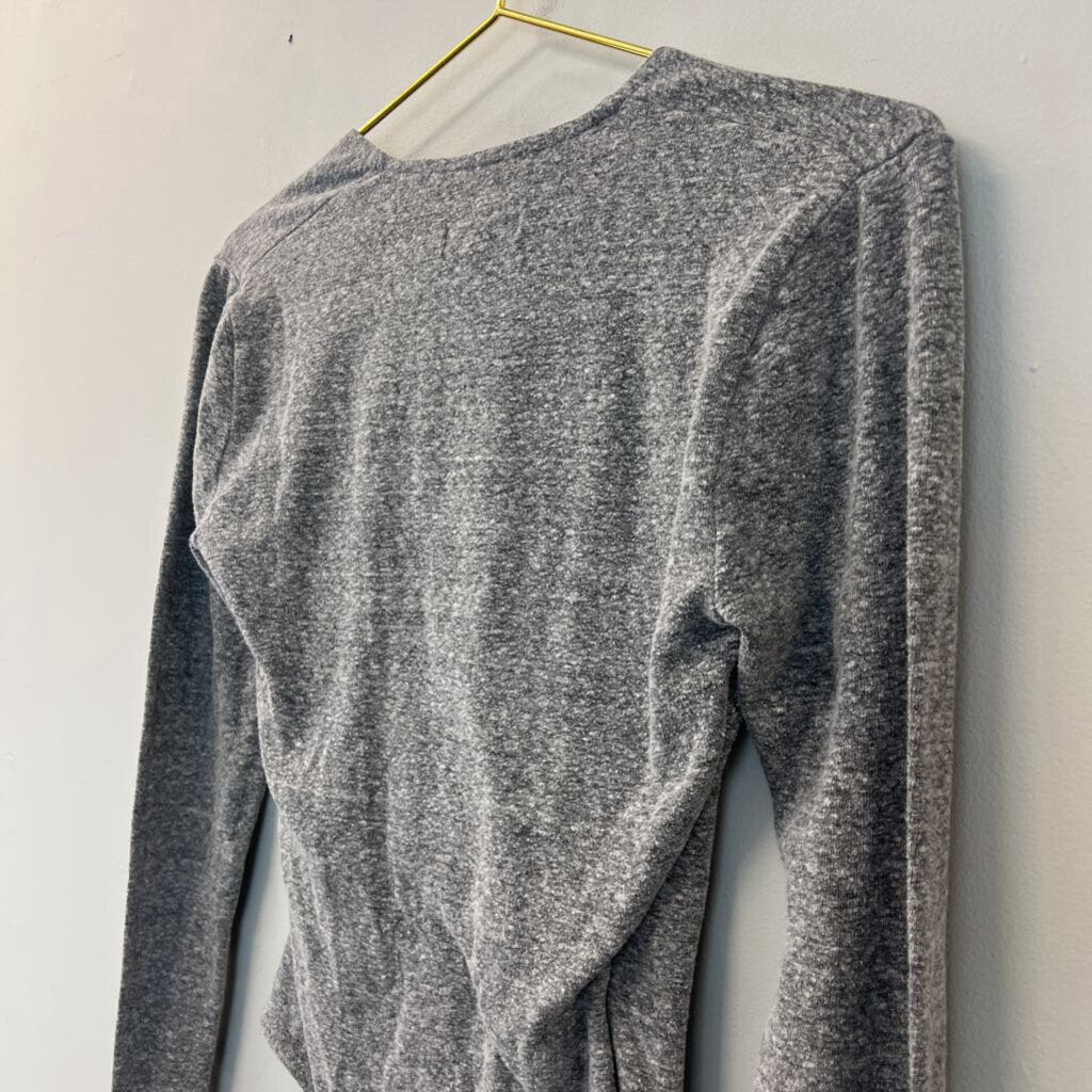 Madewell Grey V Neck Long Sleeve Bodysuit Small