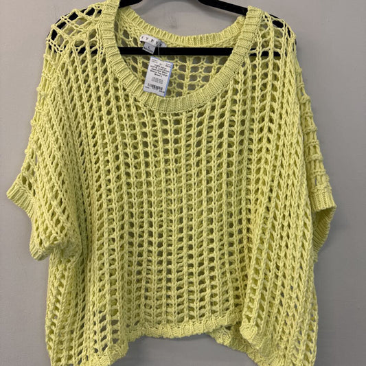 HYFVE Lime Green Open Knit Short Sleeve Top Large