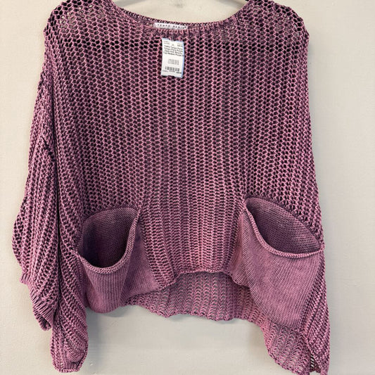 Tempo Paris Purple Open Knit Slouchy Top Medium