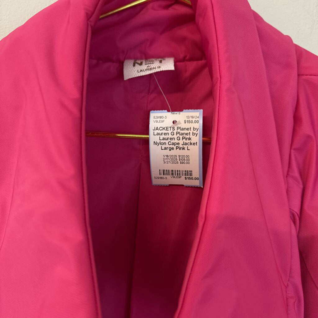 Planet by Lauren G Pink Nylon Cape Jacket Large