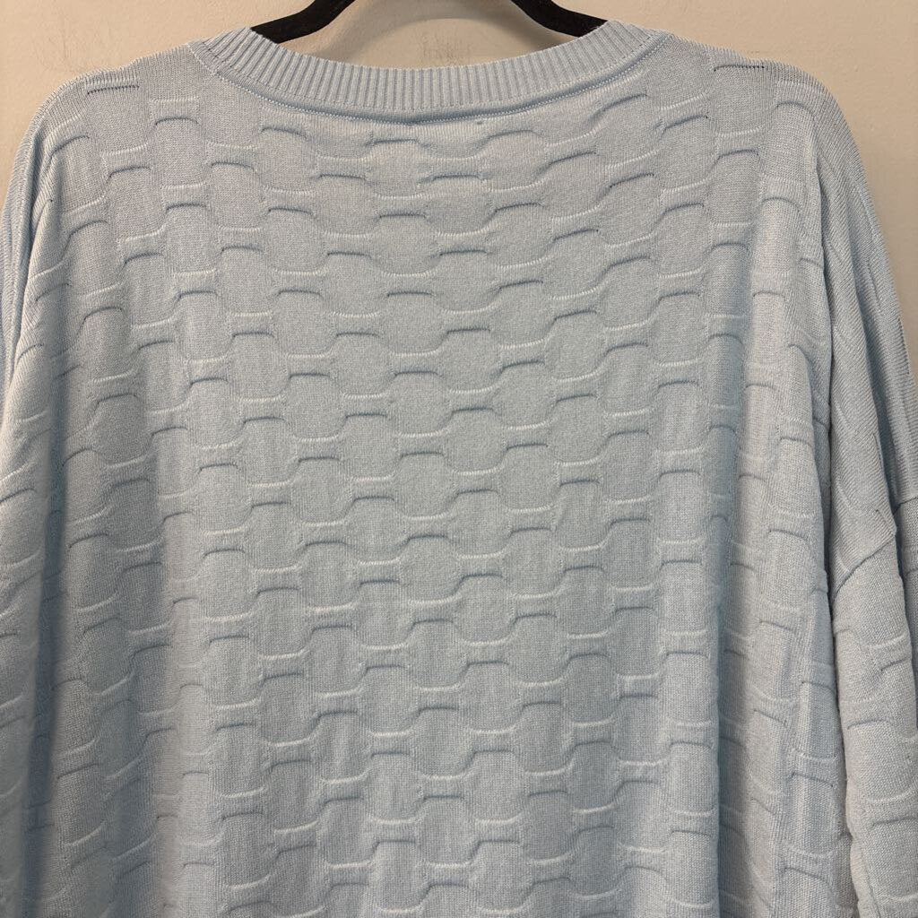 Planet by Lauren G Blue Textured Long Sleeve Sweater Top Large