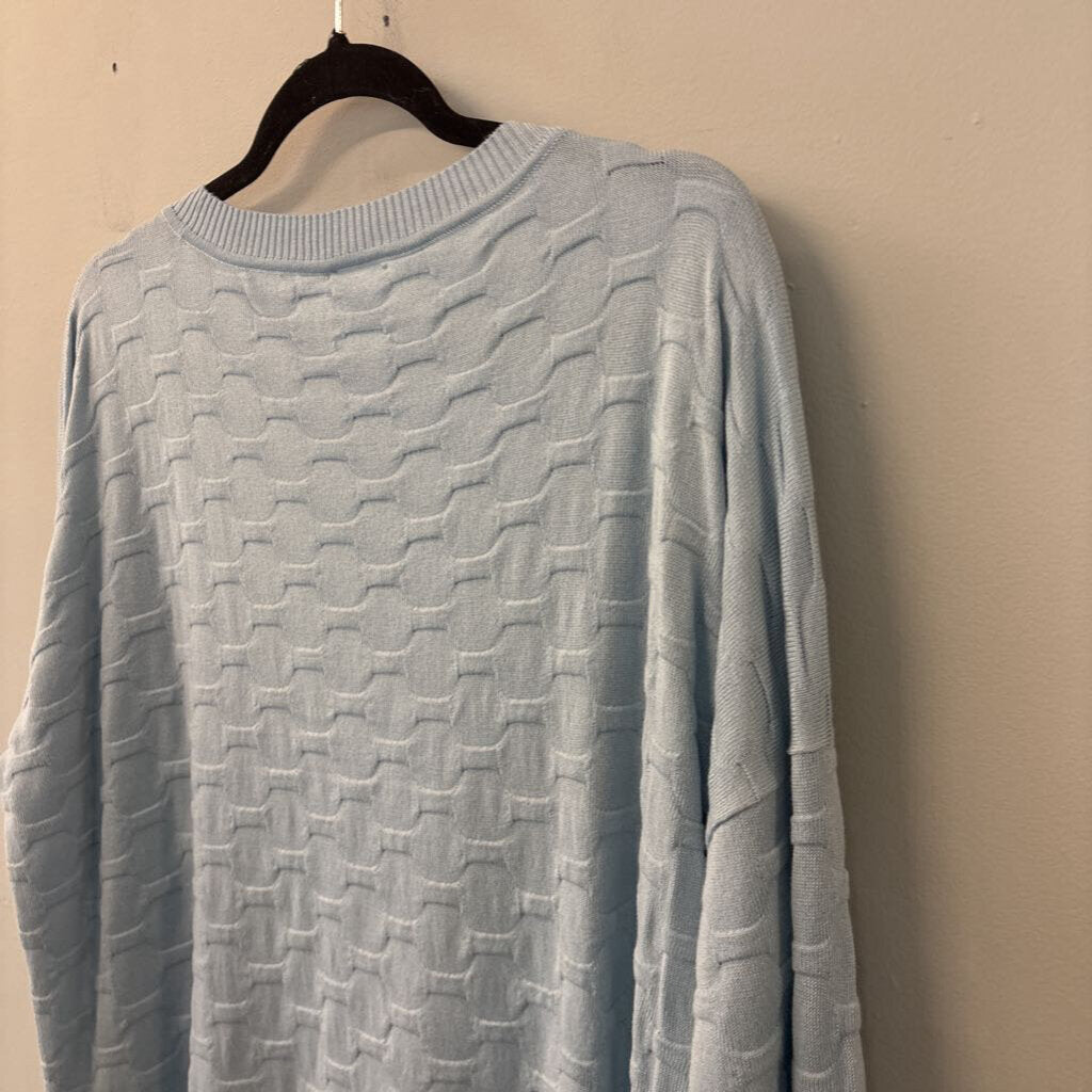 Planet by Lauren G Blue Textured Long Sleeve Sweater Top Large