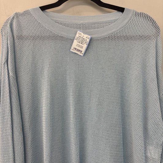 Planet by Lauren G Blue Open Knit Long Sleeve Top Large