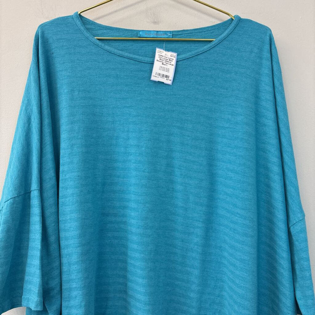 Cut Loose Blue Short Sleeve Slouchy Top Large