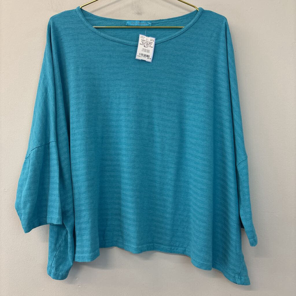 Cut Loose Blue Short Sleeve Slouchy Top Large