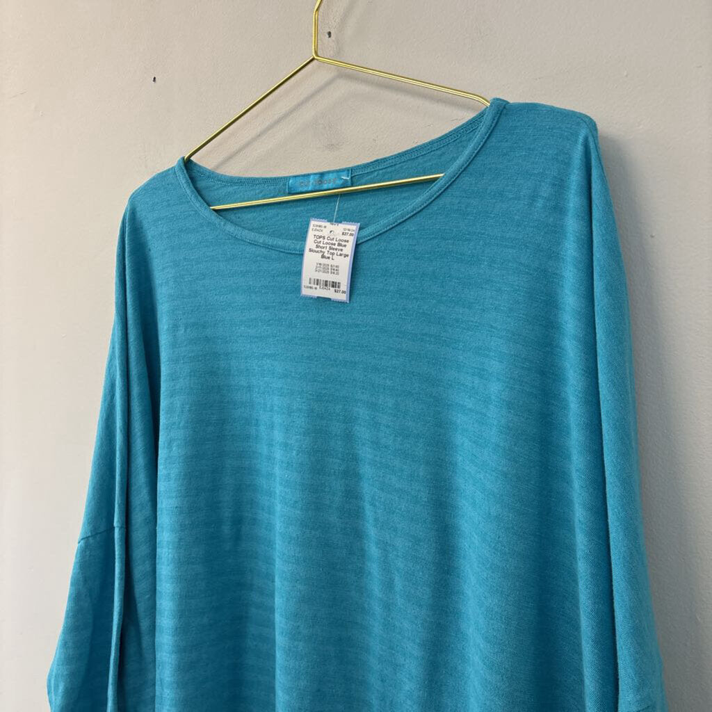 Cut Loose Blue Short Sleeve Slouchy Top Large