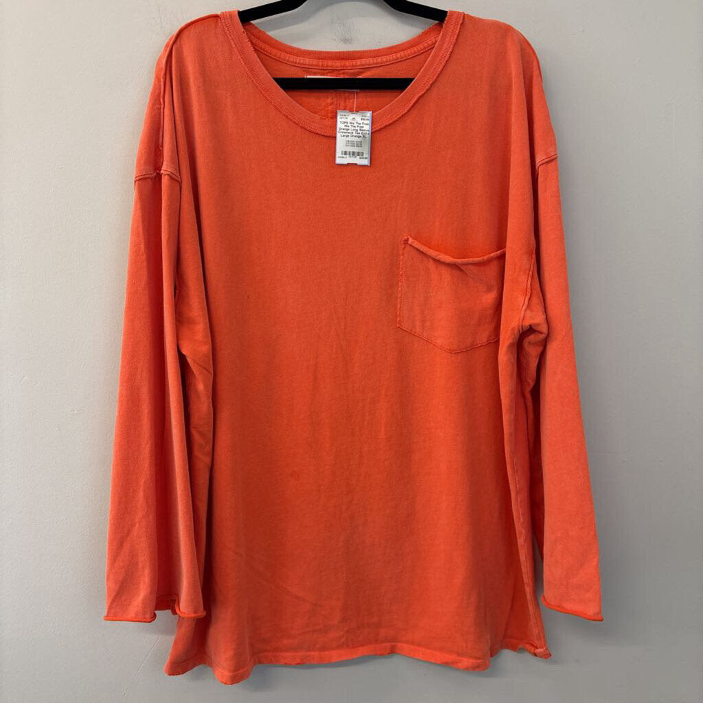 We The Free Orange Long Sleeve Crewneck Tee Extra Large