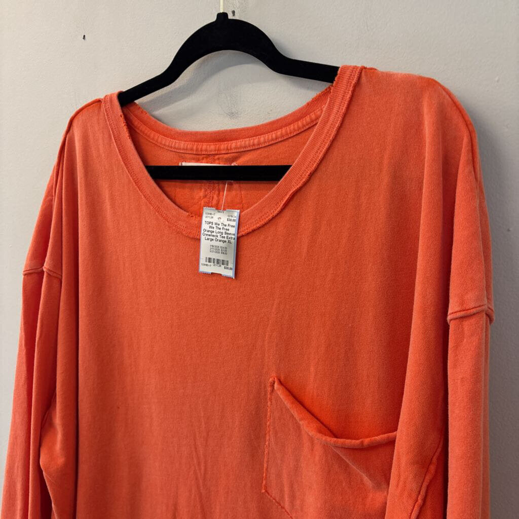 We The Free Orange Long Sleeve Crewneck Tee Extra Large