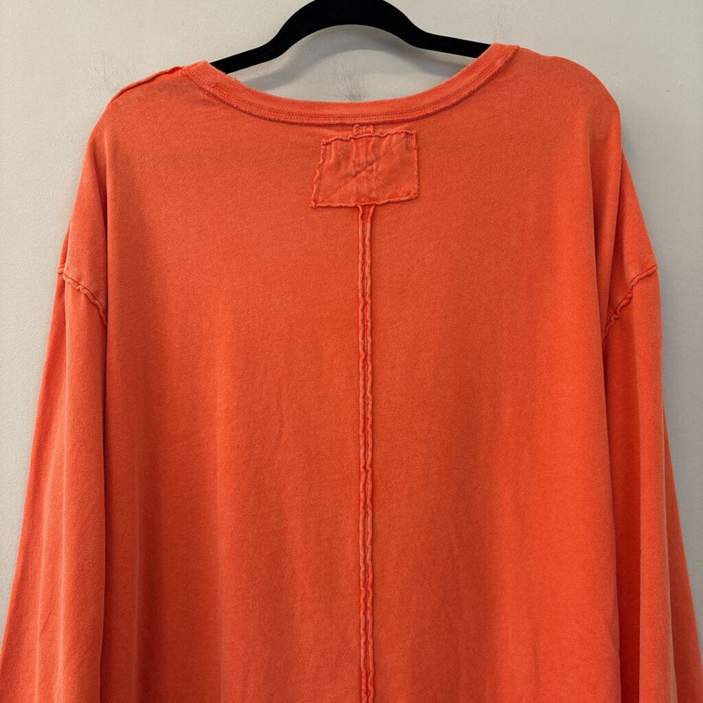 We The Free Orange Long Sleeve Crewneck Tee Extra Large