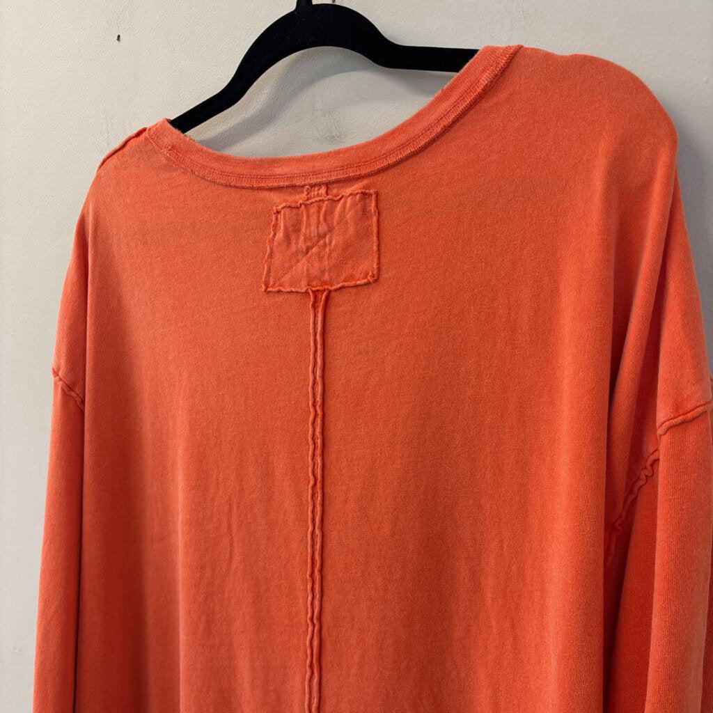 We The Free Orange Long Sleeve Crewneck Tee Extra Large