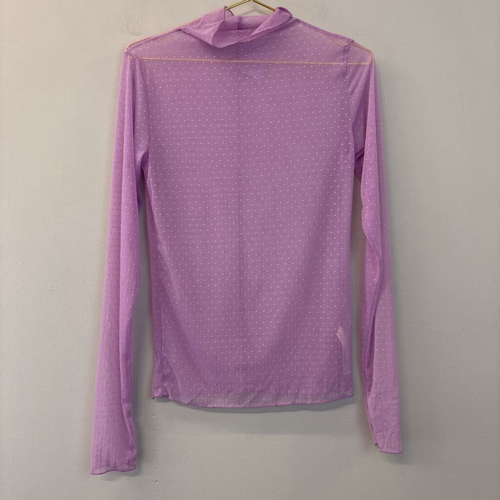 Intimately Free People Sheer Purple Dot Turtleneck Top Large