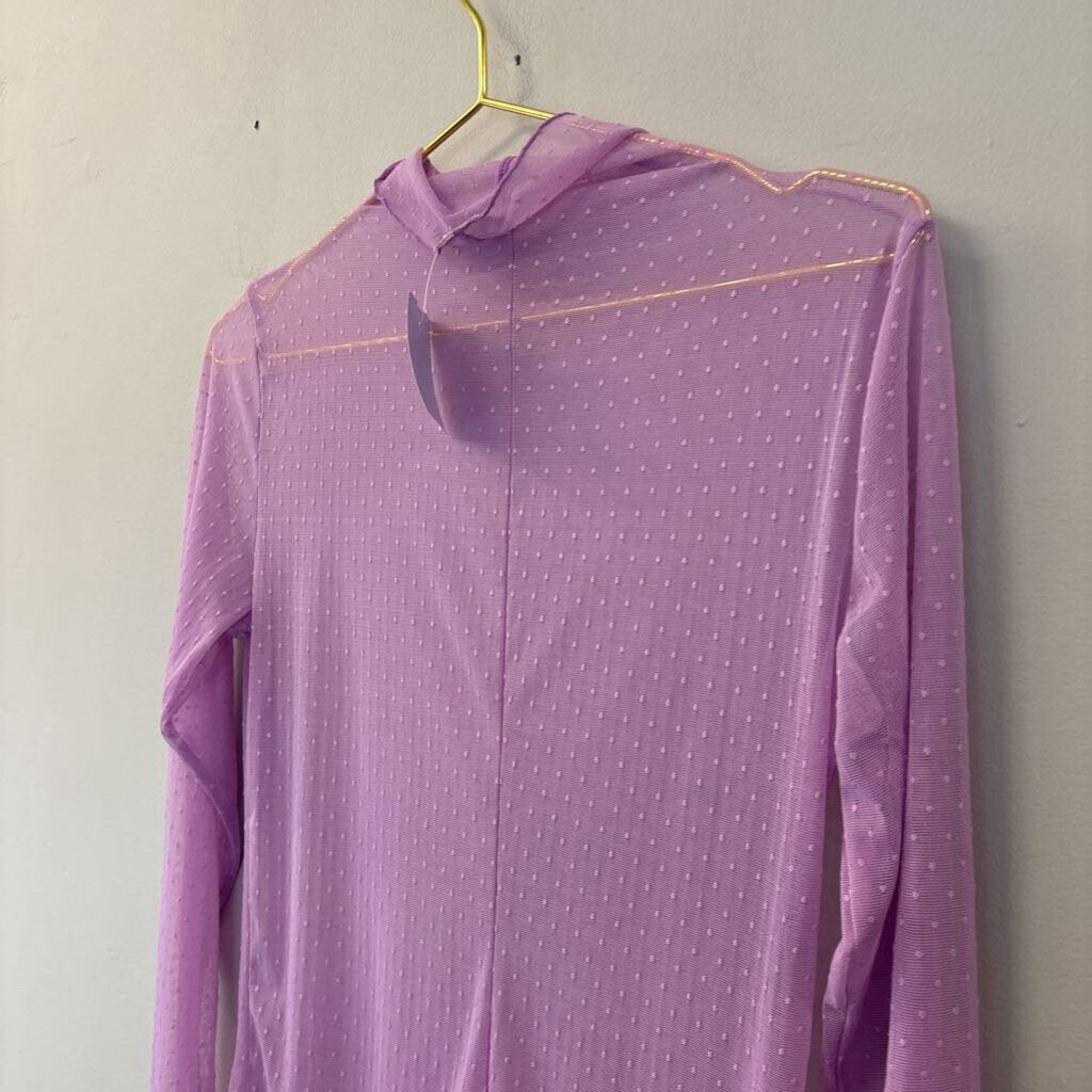 Intimately Free People Sheer Purple Dot Turtleneck Top Large