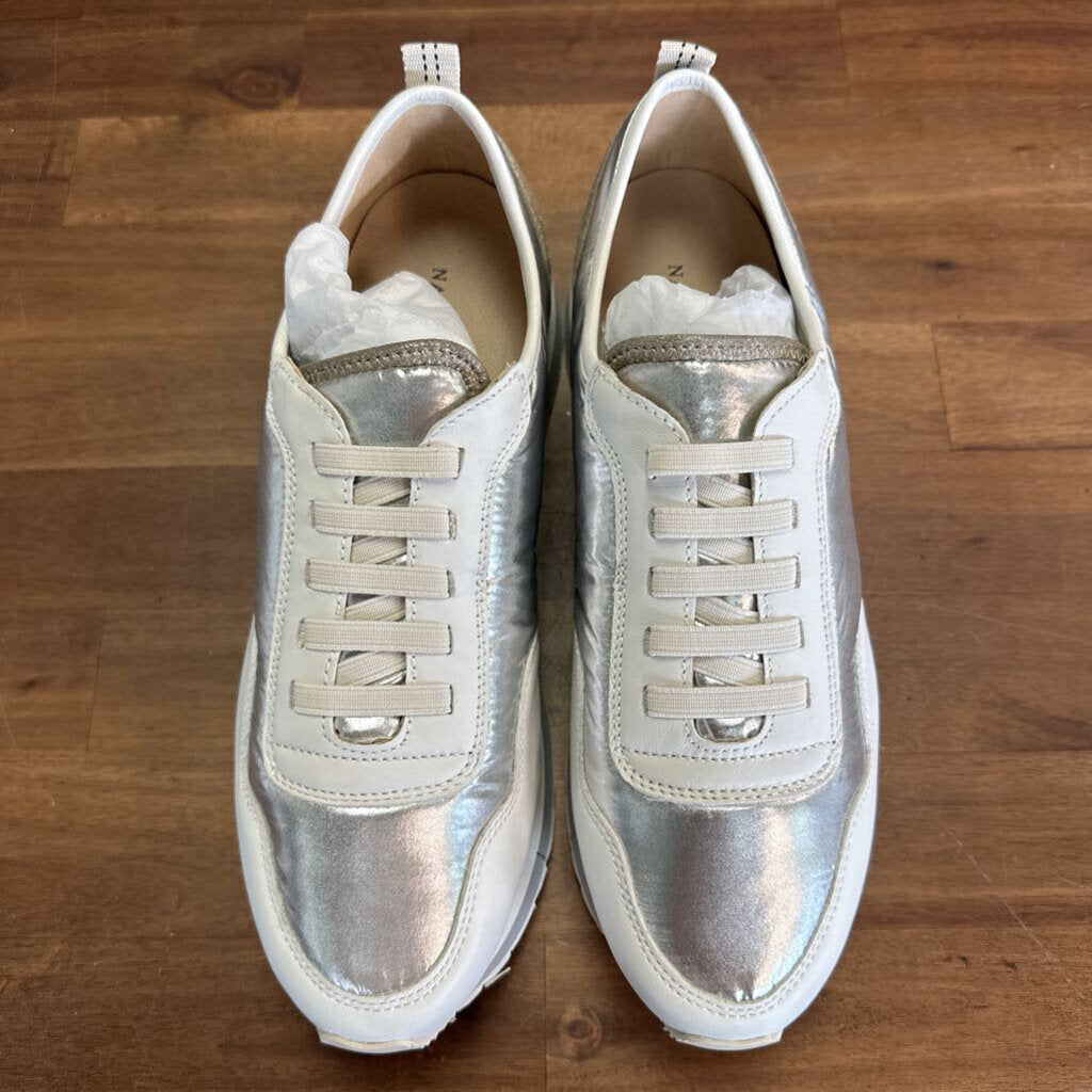 Naked Feet Kinetic Silver Platform Sneakers 10