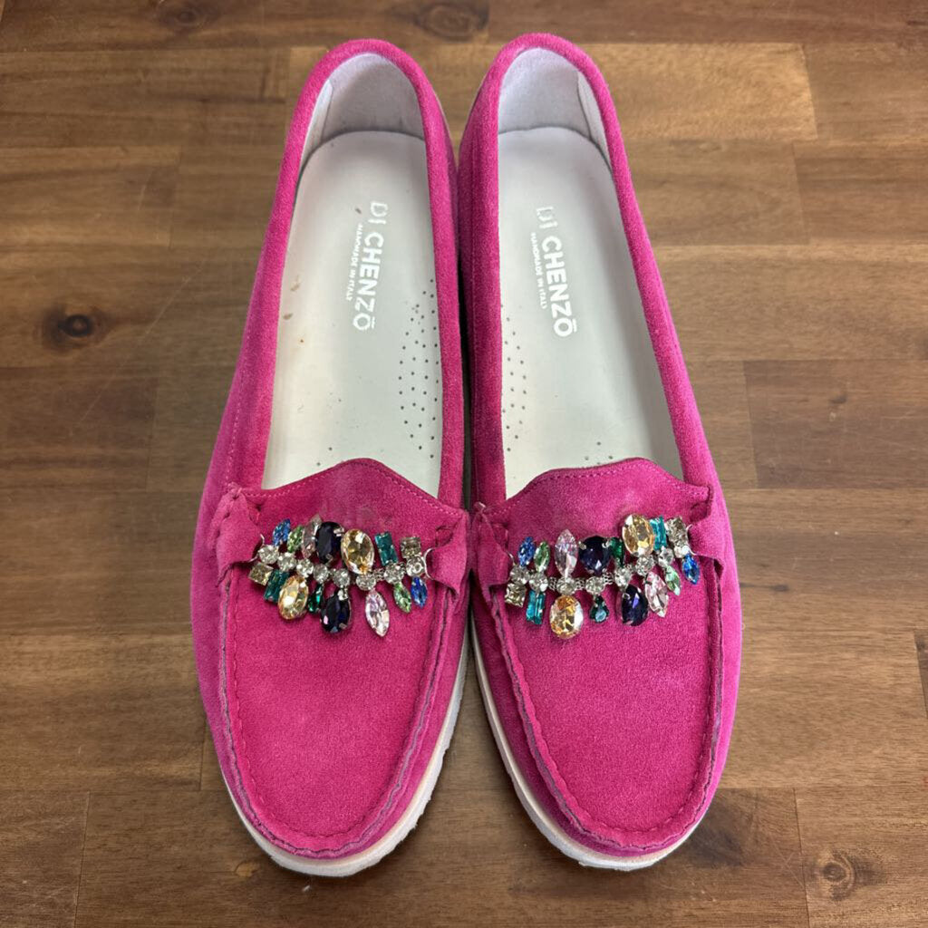 Di Chenzo Pink Suede Bejeweled Slip On Shoes 41