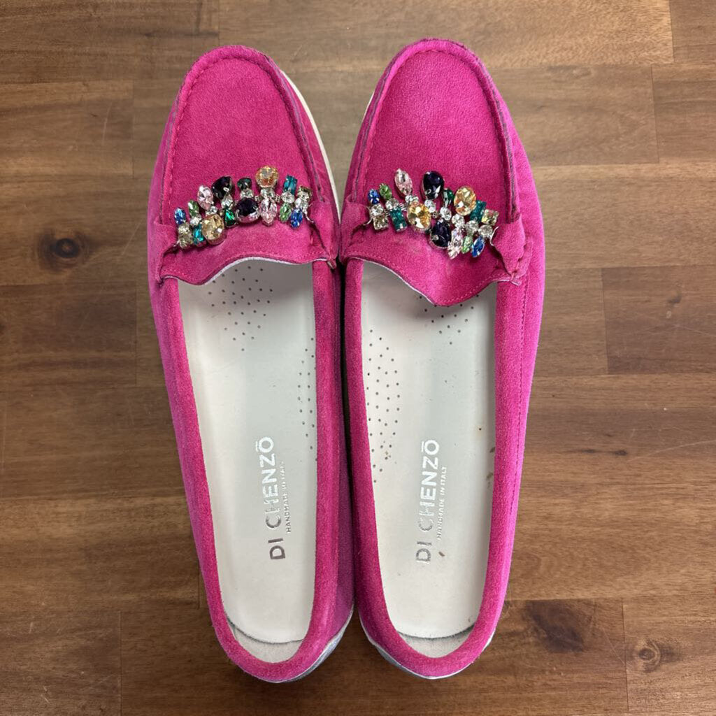 Di Chenzo Pink Suede Bejeweled Slip On Shoes 41