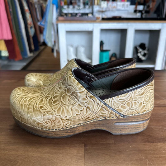 Dansko Gold Embossed Professional Clogs 38