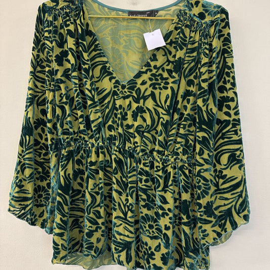 Cut Loose Green Velvet Print Long Sleeve Top Medium