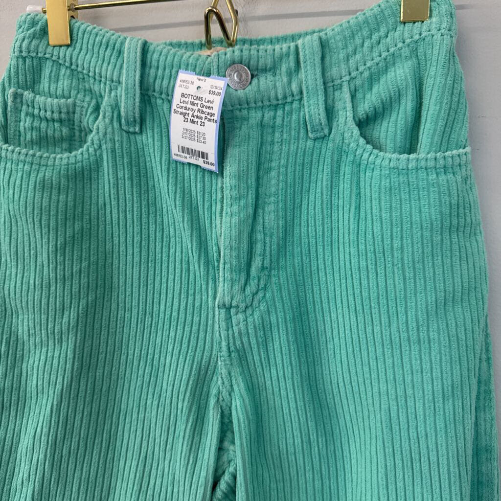 Levi Mint Green Corduroy Ribcage Straight Ankle Pants 23