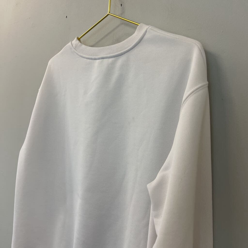 White/ Multi Smiley Face Crewneck Pullover Small