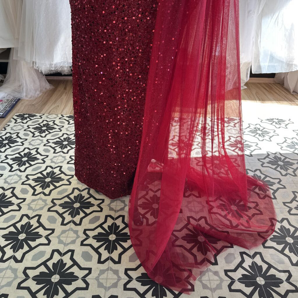 Burgundy Sequin Long Formal 1Xl