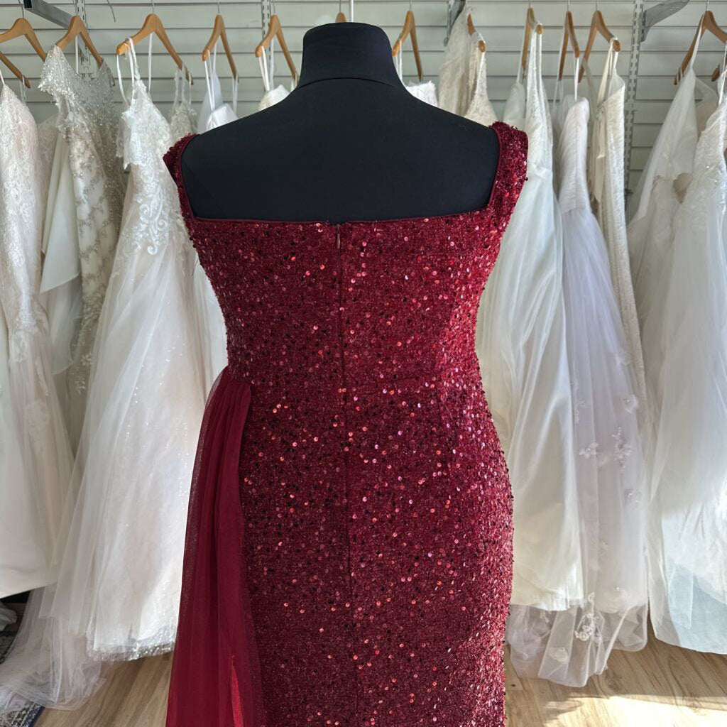 Burgundy Sequin Long Formal 1Xl