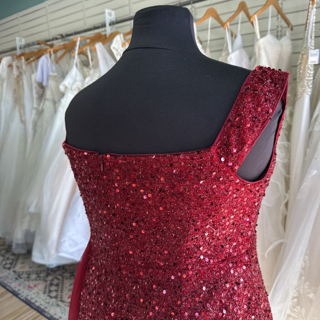 Burgundy Sequin Long Formal 1Xl