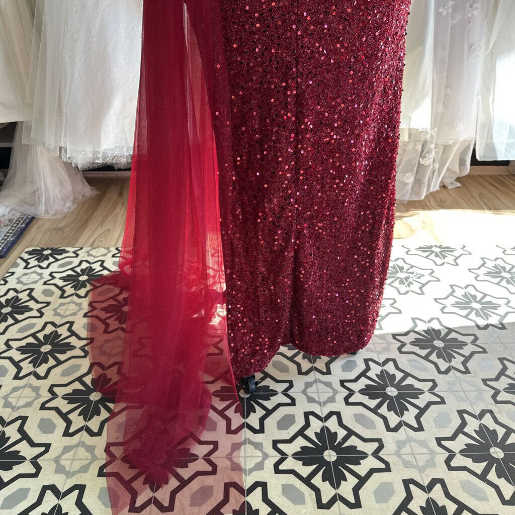 Burgundy Sequin Long Formal 1Xl