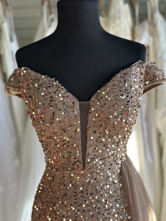 Gold Sequin Long Formal Medium