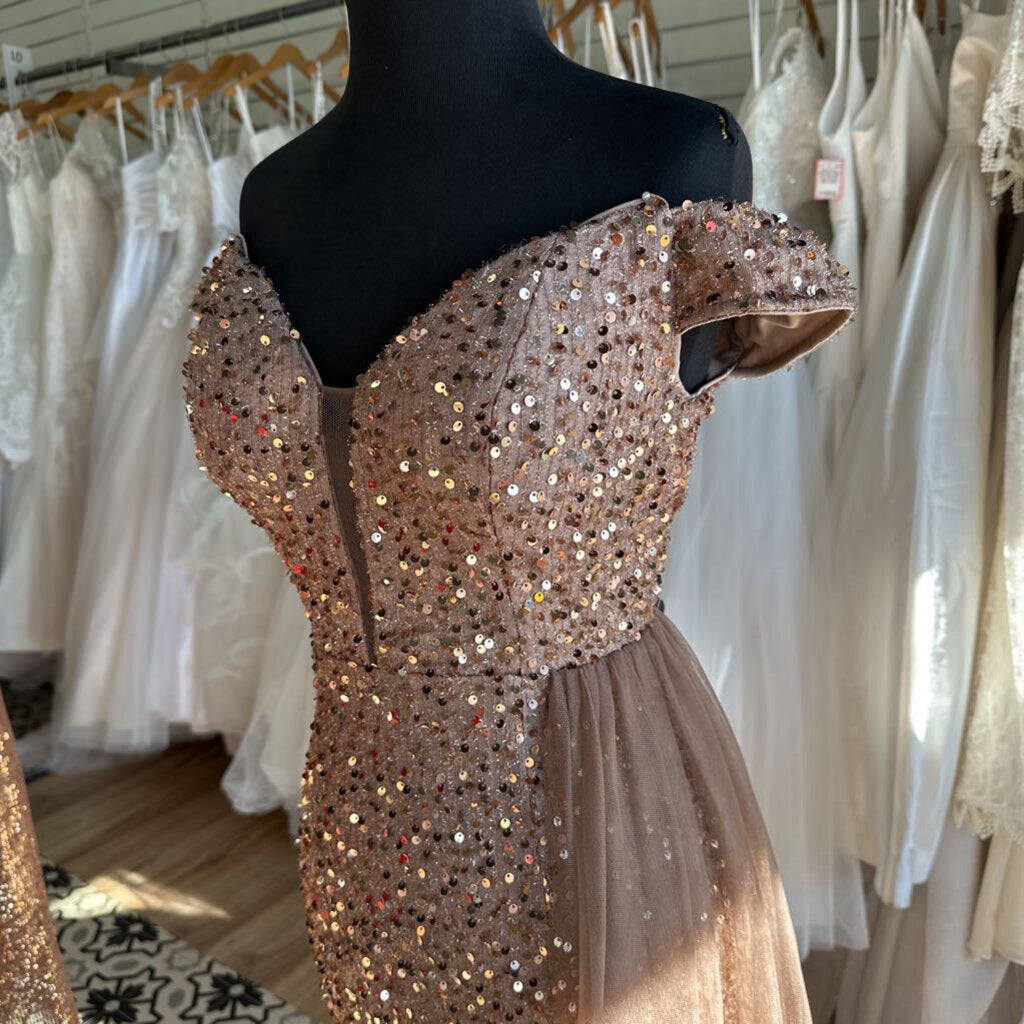 Gold Sequin Long Formal Medium