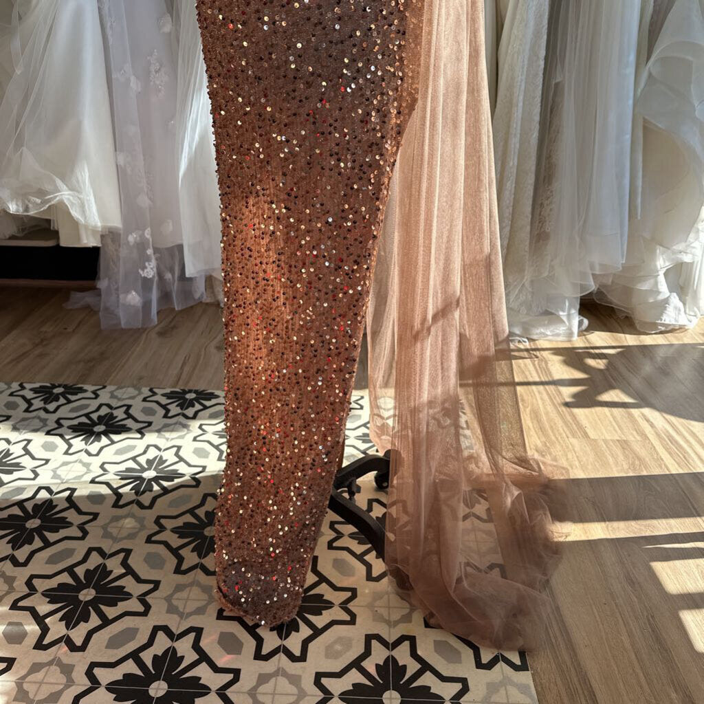 Gold Sequin Long Formal Medium