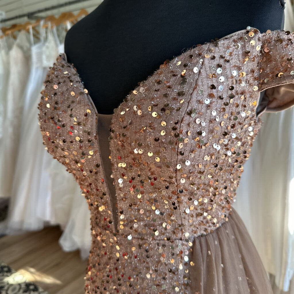 Gold Sequin Long Formal Medium