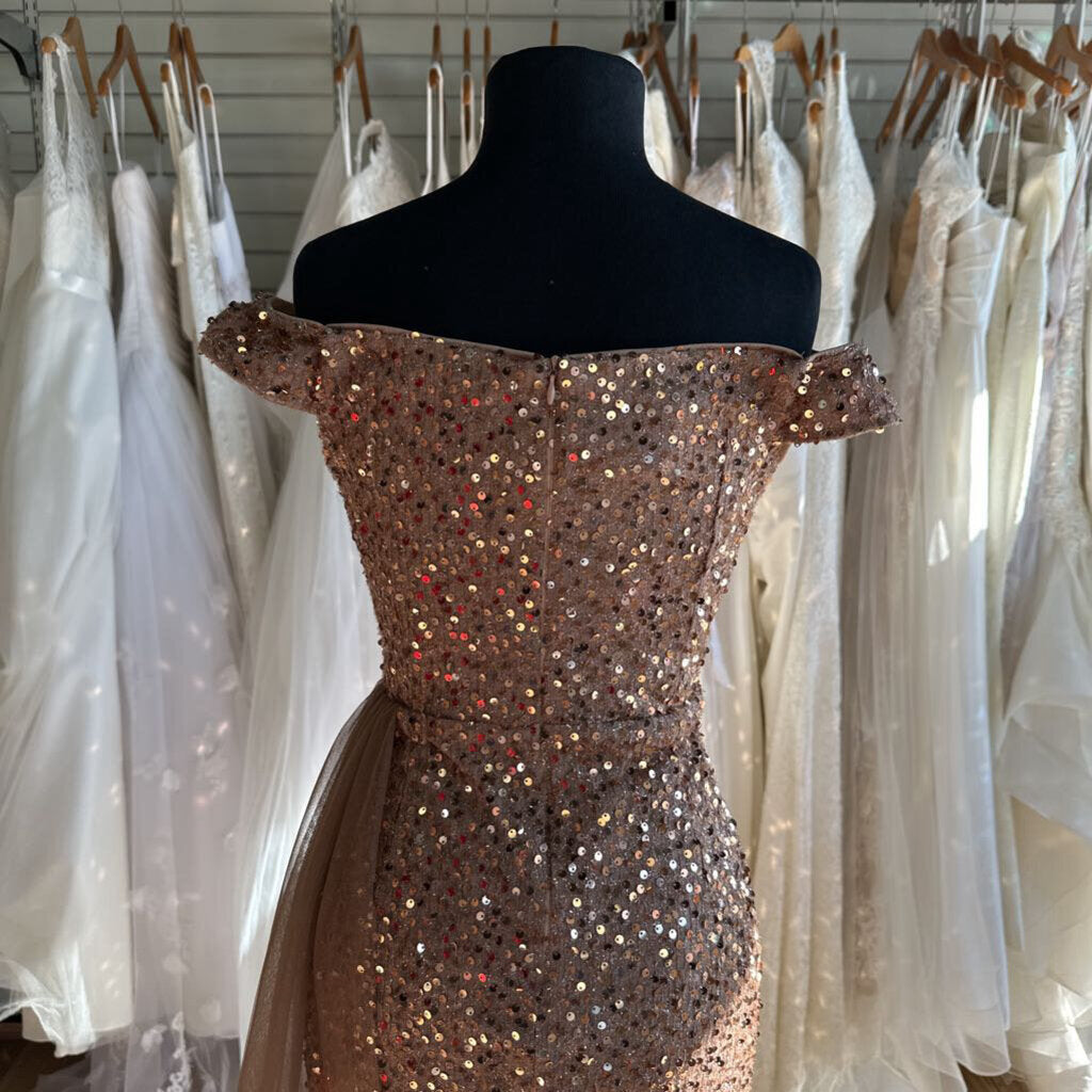 Gold Sequin Long Formal Medium