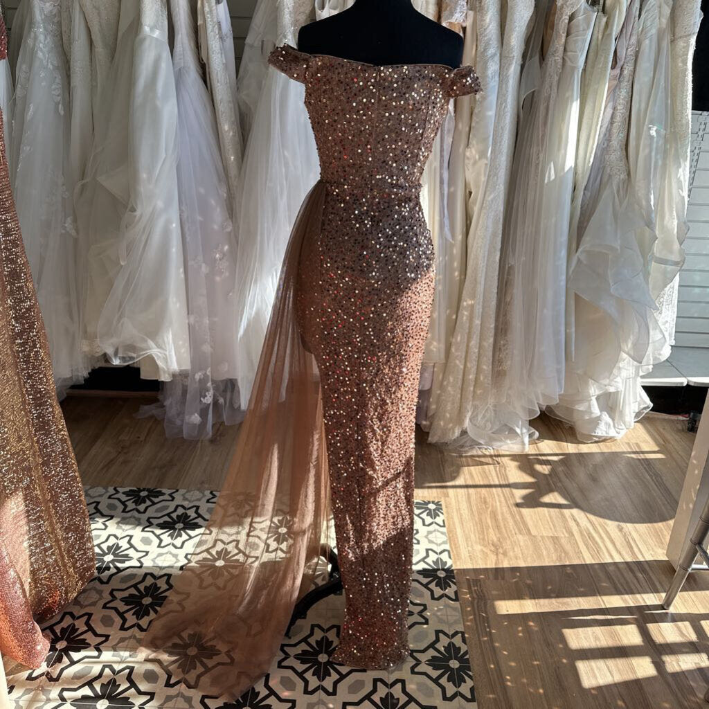 Gold Sequin Long Formal Medium