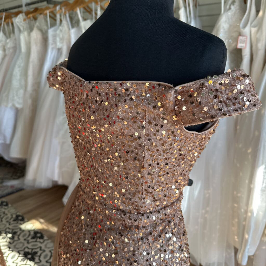 Gold Sequin Long Formal Medium